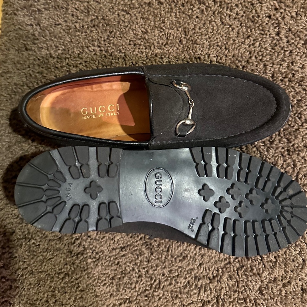 Gucci Black Suede Loafers with Lug Sole